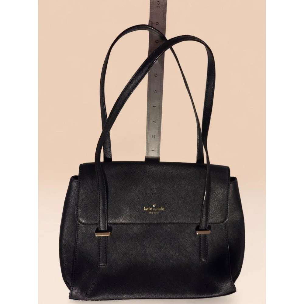 Kate‎ Spade New York Black Saffiano Leather Shoulder Bag Flap Satchel Handbag